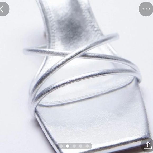 ZARA Beautiful Metallic Silver Slip On Front Strap Stiletto🔥🔥🔥 - Picture 10 of 12